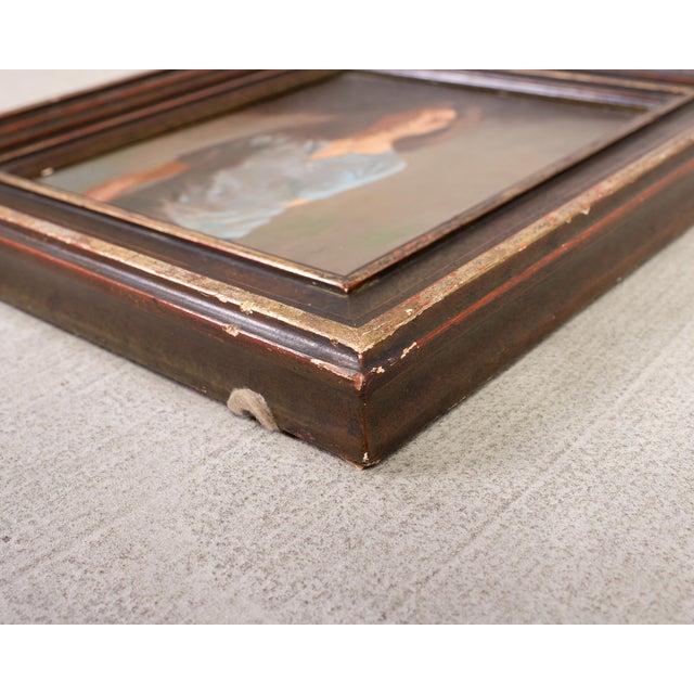 Wood Geoffrey Lewis "The Babysitter" Oil on Board Painting For Sale - Image 7 of 17