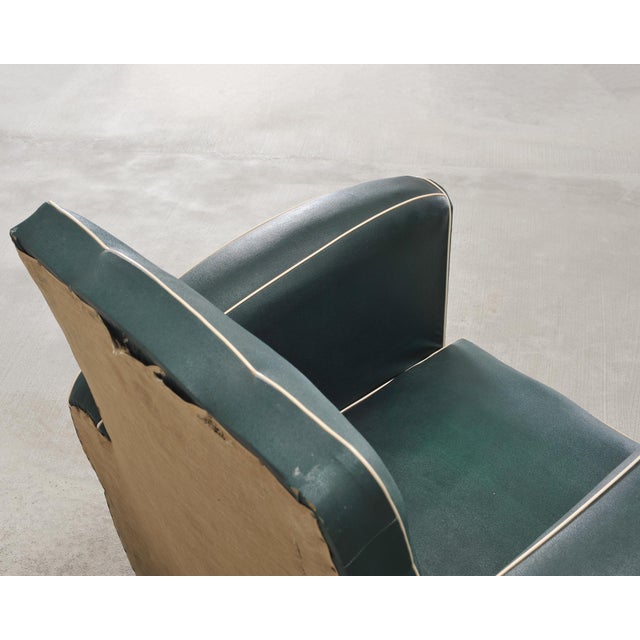 Pair of 20th Century French Art Deco Period Green Club Chairs For Sale - Image 12 of 17