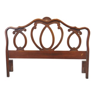French Style Fruitwood Shell Carved Queen Size Headboard For Sale