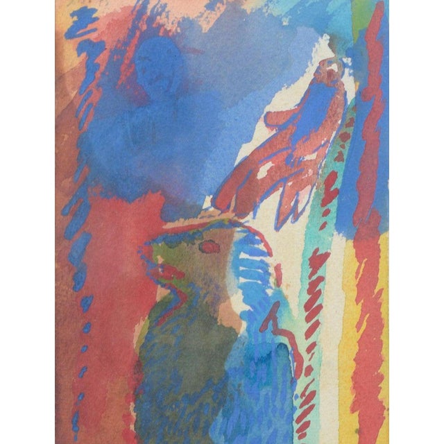 Blue Jens Birkemose, Composition with Animal Motif, 1975, Watercolor on Paper For Sale - Image 8 of 8