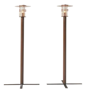 1950s Danish Copper Sidewalk or Lamps - a Pair