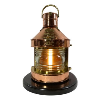 Copper Ships Masthead Lantern On Base For Sale
