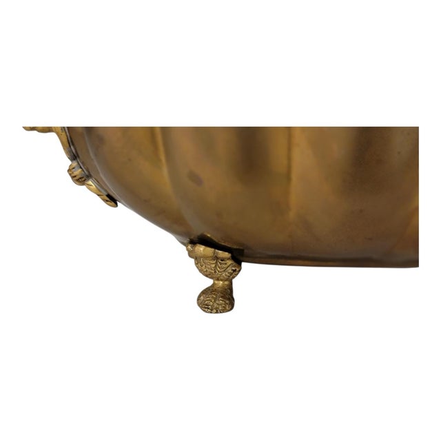 1980s Italian Neo-Classical Style Brass Ram Form Planters or Cachepots Att. Decorative Crafts - S/2 For Sale - Image 5 of 8