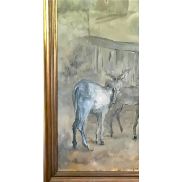 Mid 20th Century Large Mid Century Spanish Oil on Canvas Painting - Tres Burros, Signed and Dated For Sale - Image 5 of 12