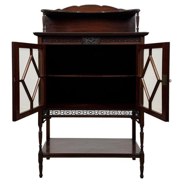 Antique Early 20th Century English Edwardian Mahogany Display Cabinet Vitrine For Sale - Image 3 of 11