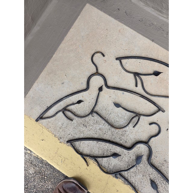 Five Vintage Hand Wrought Iron Hangers For Sale - Image 4 of 5