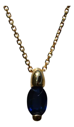 The Mexico Beach: Simple Sapphire Pendant in Yellow Gold on Adjustable Chain