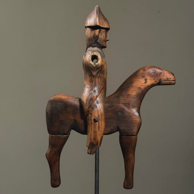 Mid 20th Century Vintage Folk Art Primitive Hand Carved Soldier With Horse Sculpture, Signed For Sale - Image 5 of 12