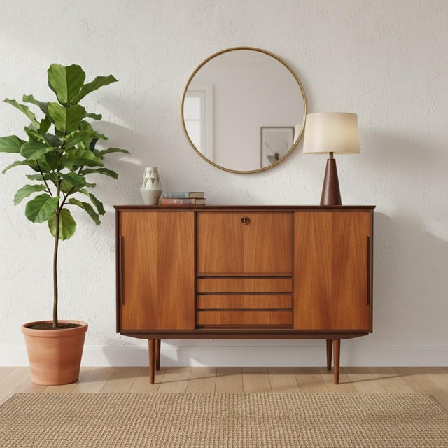 Danish Teak Cabinet with Bar Cabinet and Sliding Doors, 1960s For Sale - Image 12 of 14