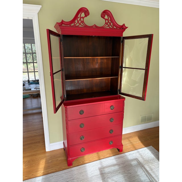Chippendale Vintage Mid-20th Century Secretary Desk Made by Union-National Inc. (Jamestown, New York). For Sale - Image 3 of 6