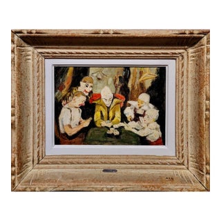 Gabriel Spat -Clowns Playing Card During a Circus Break-Oil Painting For Sale
