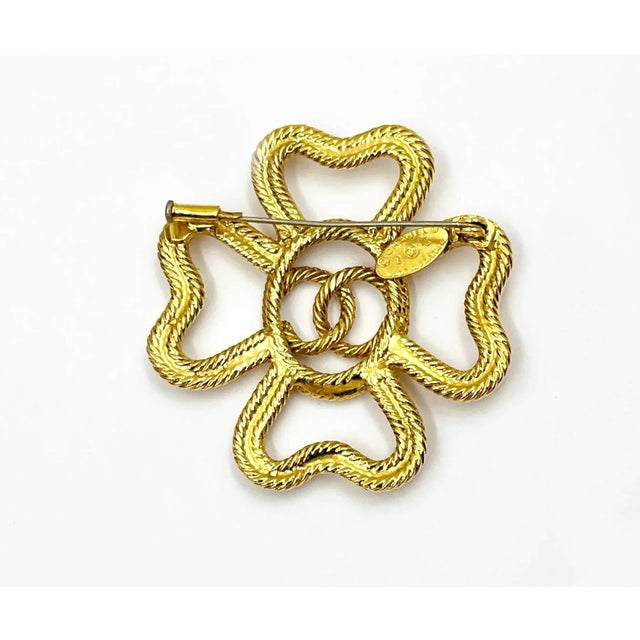 Contemporary Chanel Vintage Gold Plated Rope Cross CC Brooch For Sale - Image 3 of 3