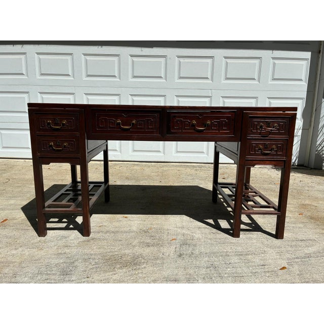 Vintage Chinese Ming Style Solid Rosewood Scholar Desk / Console Table – Five Drawer For Sale - Image 15 of 17