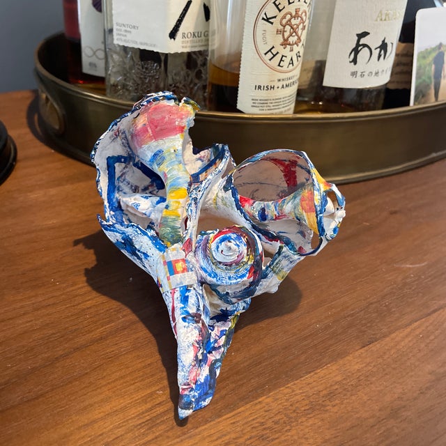 Cheryl Fudge “Mondrian’s Dream Wave” – Signed Painted Shell Sculpture, Nantucket Coastal Abstract For Sale - Image 12 of 12