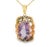 14K Pink Rose Gold Diamond Amethyst Filigree Pendant Necklace Discover the perfect blend of elegance and color with this...