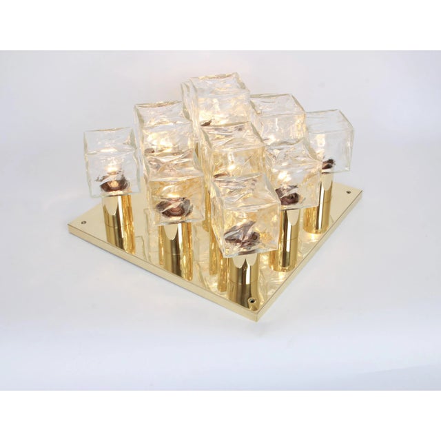 Large Austrian Murano Ice Glass Flushmount by Kalmar, 1960s For Sale - Image 6 of 10