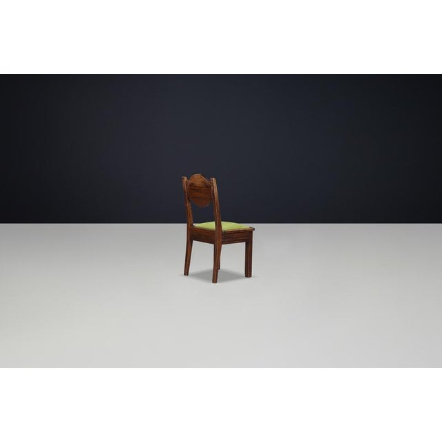 Vintage French Carved Oak Dining Chairs with Original Velvet, 1930s, Set of 6 For Sale - Image 10 of 11