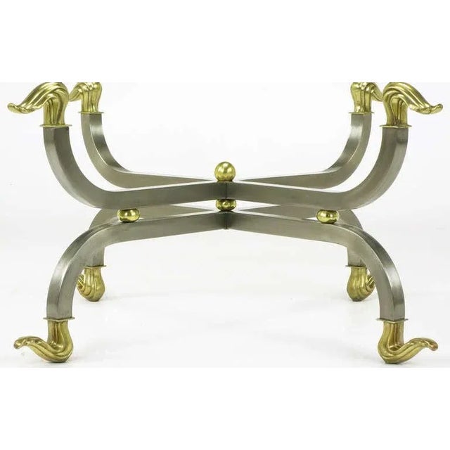 Regency Brass & Gunmetal Coffee Table For Sale - Image 4 of 8