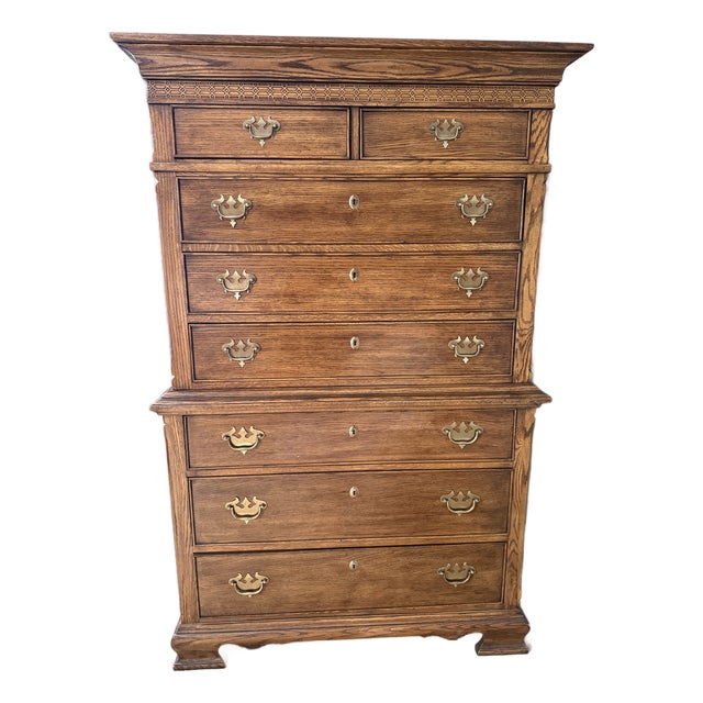 Burlington Furniture Company Tall Oak Dresser For Sale