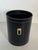 Jacques Adnet 1970s Black leather and brass wastepaper basket in the style of Jacques Adnet For Sale - Image 4 of 12