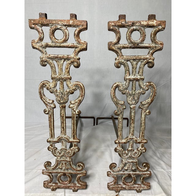Pair Architectural Salvage Custom Andirons For Sale - Image 9 of 10