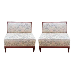 Modern Art Deco Style Mahogany Settees / Large Chair by Baker Furniture - Pair