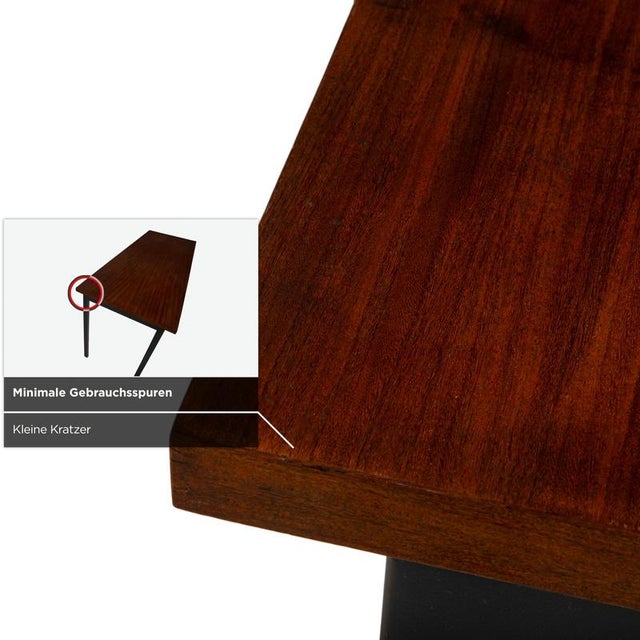 Wooden Apples, Wooden Desk, Brown Teak, Bauhaus Style, Drawers For Sale - Image 11 of 17
