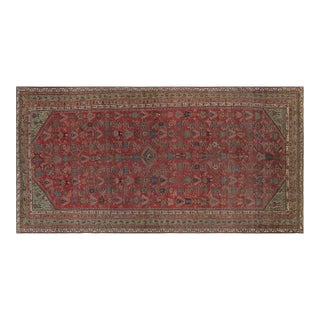 Early 20th Century Persian Feraghan Green, Pink, Red and White Handmade Rug For Sale