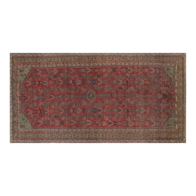 Early 20th Century Persian Feraghan Green, Pink, Red and White Handmade Rug For Sale