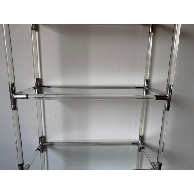 1970’s Mid-Century Modern Charles Hollis Jones Style Aluminum & Glass Five-Tier Étagère Display Shelf For Sale In Miami - Image 6 of 13