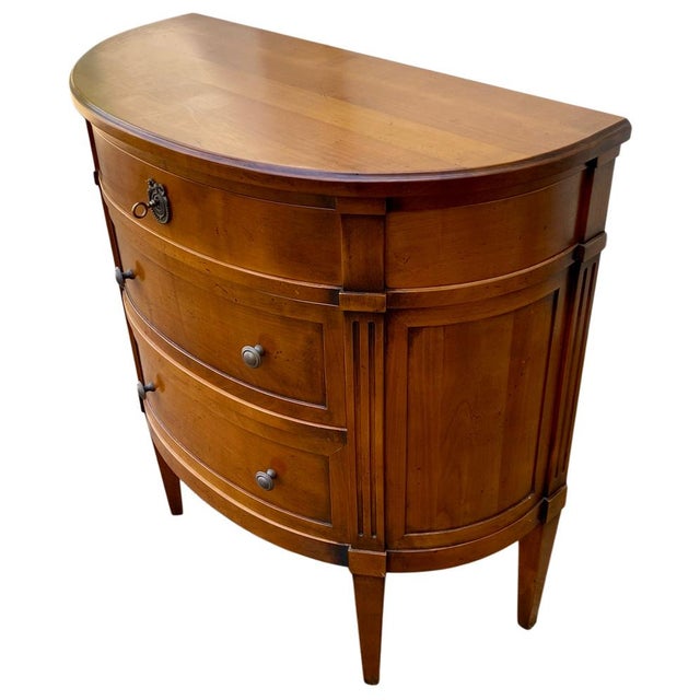 Louis XVI Style Cherrywood Commode with Three Half-Moon Drawers, 1940s For Sale - Image 3 of 10