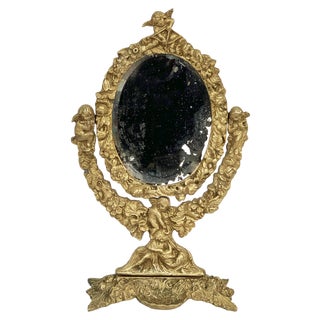 20th Century Neo-Renaissance Gilded Bronze Table Mirror For Sale