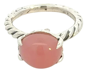 1990s David Yurman Guava Chalcidony Ring Size 7 Sterling Silver Estate