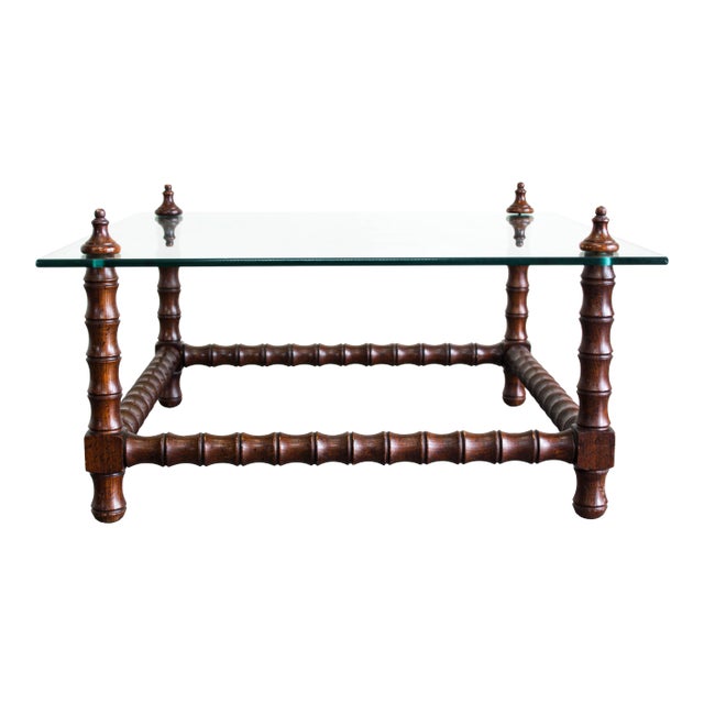 Mid Century Walnut Turned Coffee Table For Sale