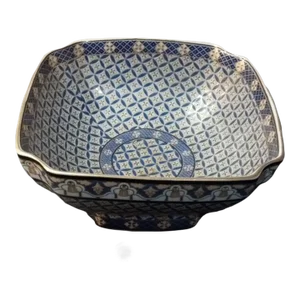 1950s Chinese Royal Regency Chinoiserie Quadrangle Bowl