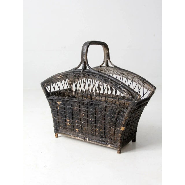 Vintage Wicker Magazine Rack For Sale - Image 11 of 12