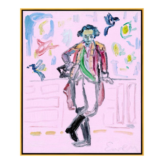 George Washington Backstage by Anne-Louise Ewen in Gold Frame, Small Textured Art Print For Sale