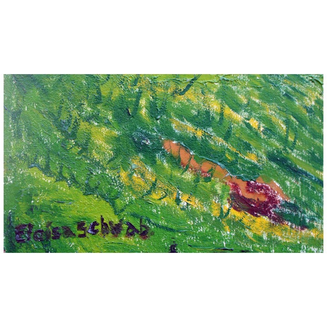 1930s Sunrise on the Horizon, Idyllic 1930's Landscape, 20x24, Signed Rare Work by Eloisa Rodriguez Schwab For Sale - Image 5 of 5