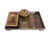 Brown Antique Art Nouveau Brass Inlaid Inkwell with Rocker Blotter by Erhard & Söhne, Germany, 1910, Set of 2 For Sale - Image 8 of 8