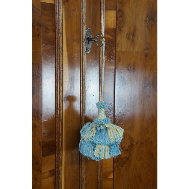 Wood Antique English George II Style Oyster Burl Yew Cabinet on Chest Linen Press 80" For Sale - Image 7 of 18