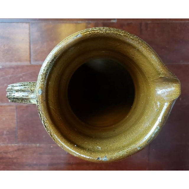 19th Century 1870's Massachusetts Bristol Redware Brown Speckled/White Glaze Pitcher For Sale - Image 5 of 7
