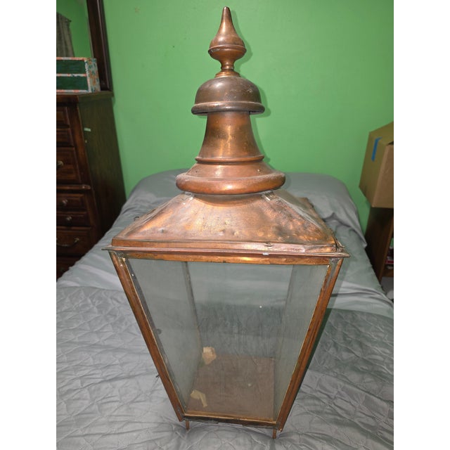 Antique British Copper Street Lanterns by W. Parkinson & Co., - Pair For Sale - Image 10 of 11