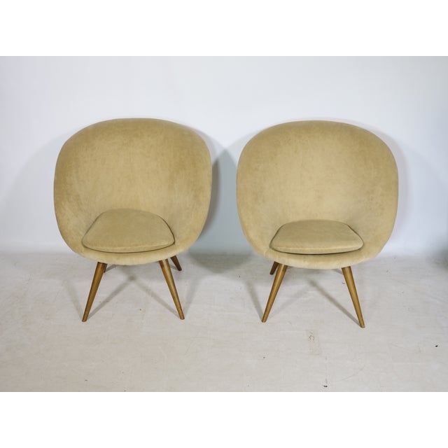 1950s Mid-Century Shell Lounge Chairs in the style of Jean Royère, 1950s, Set of 2 For Sale - Image 5 of 12