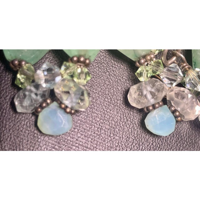 Gemstone Necklace Moss Aquamarine, Faceted White Topaz Rondelles, and Supple Shades of Blue Green Yellow Peruvian Opal For Sale - Image 4 of 10