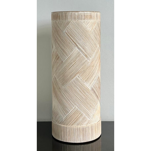 Vintage Boho Washed Pencil Reed Pedestal For Sale In West Palm - Image 6 of 6
