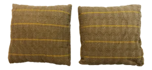 Beige Textured Pillows in Vintage African Textile, Pair
