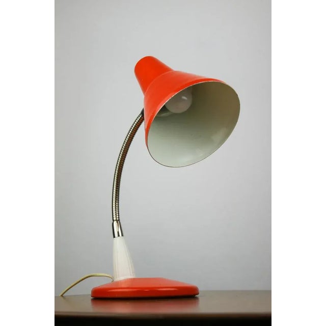 Adjustable Desk Lamp in Orange Painted Metal and Chrome-Plated Spiral Arm, 1970s For Sale - Image 10 of 10