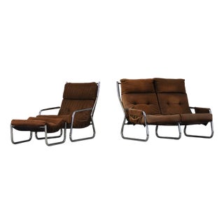 Mid-Century Armchair and Sofa Set by Gillis Lundgren for Ikea, Sweden, 1970s, Set of 2 For Sale