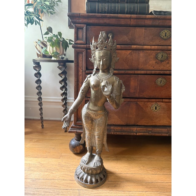 Indian Large Brass Shiva Statue 30” Hindu Deity Sculpture For Sale - Image 3 of 12