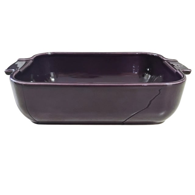 Eggplant Vintage Peugeot France Ceramic Rectangular Baking Dish in Aubergine - 9.75" For Sale - Image 8 of 9